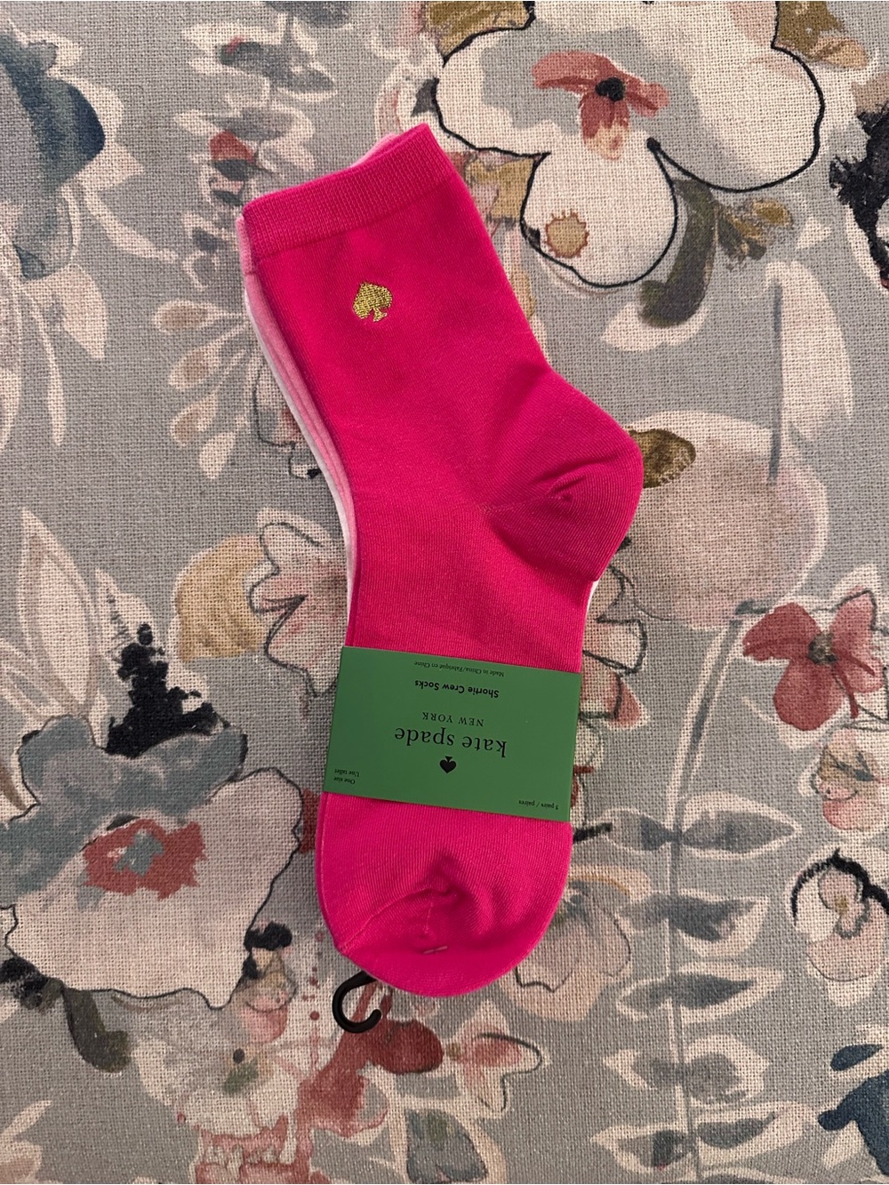 NWT Kate Spade Womens 3pack Shortie Crew Socks with Gold Spade Accent